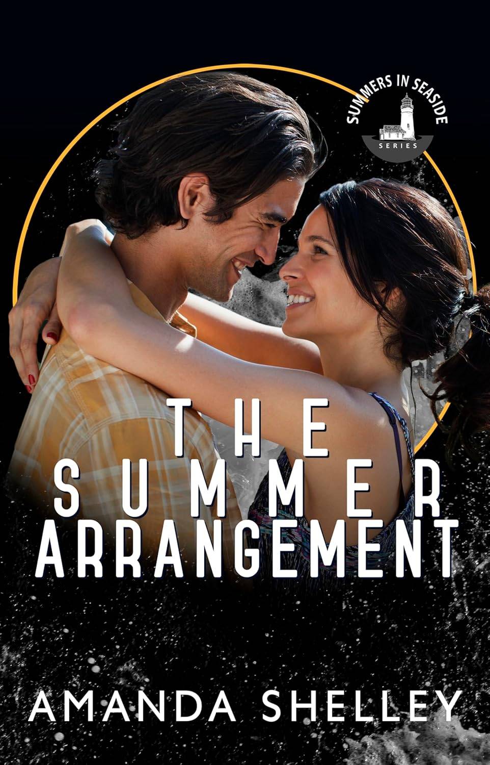 cover of The Summer Arrangement by Amanda Shelley featuring a caucasian couple embracing and smiling