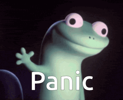 lizard hitting panic button GIF image
