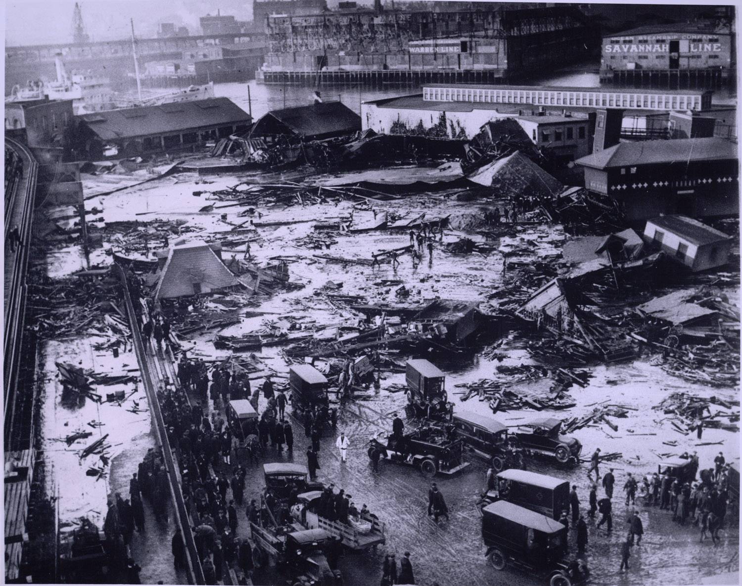 The aftermath of the Boston Molasses Flood, January 1919.