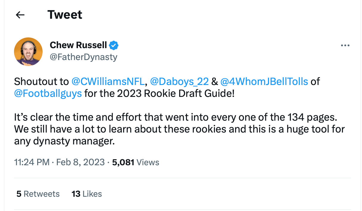 2023 Dynasty Rookie Rankings & Tiers (Post NFL Draft) - Footballguys