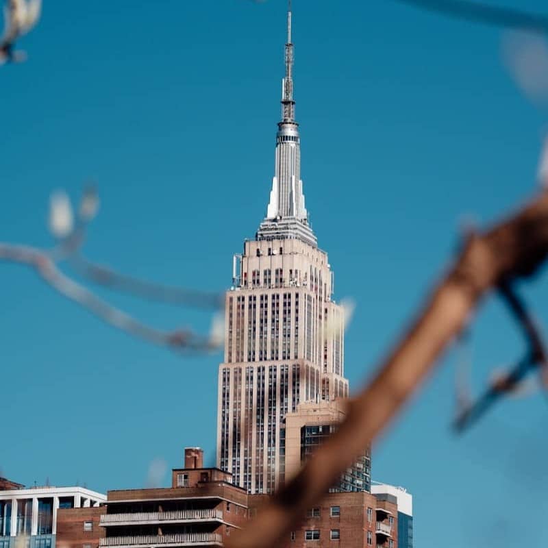 The empire state building stands tall and proud.