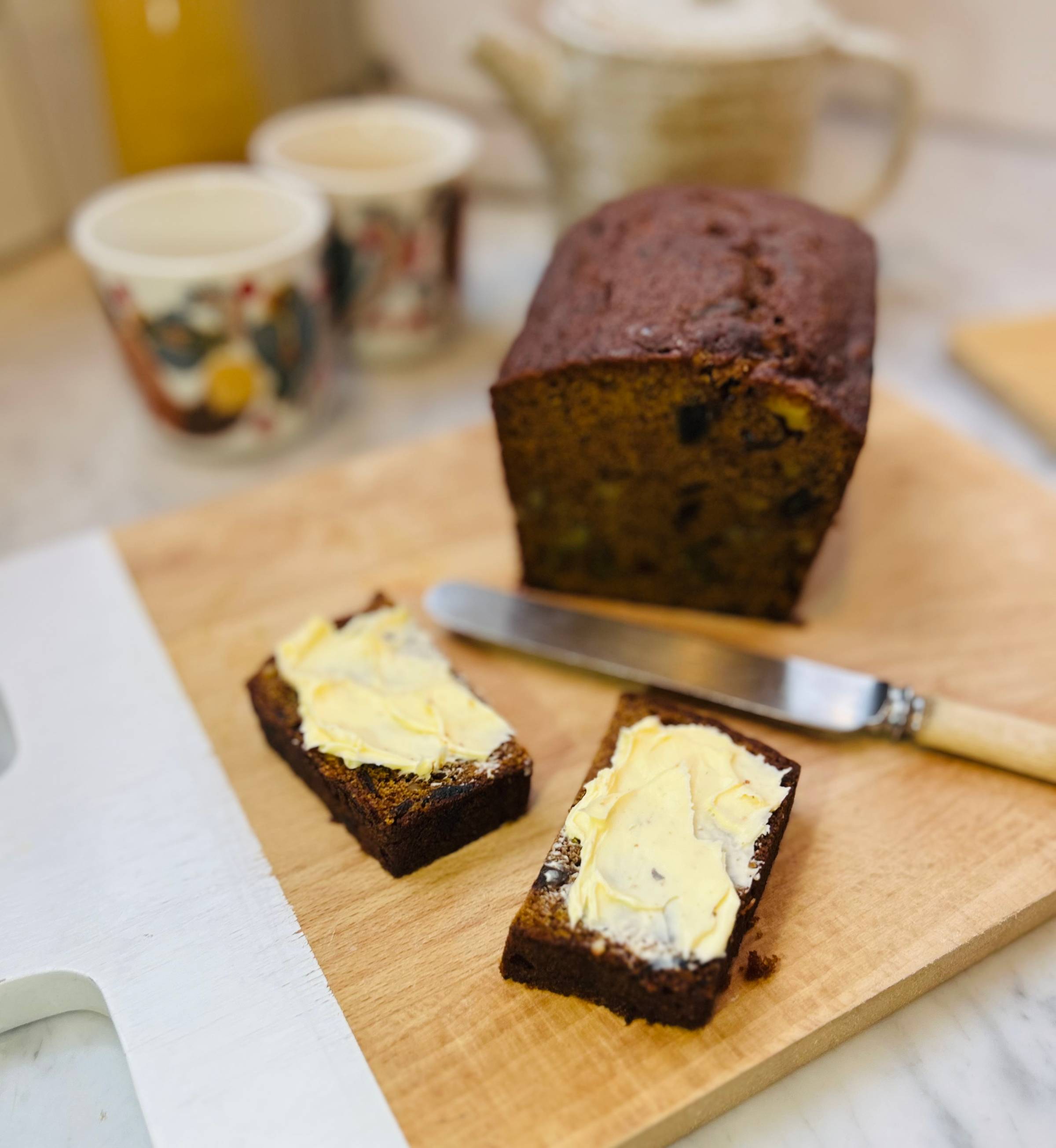 Date loaf with butter
