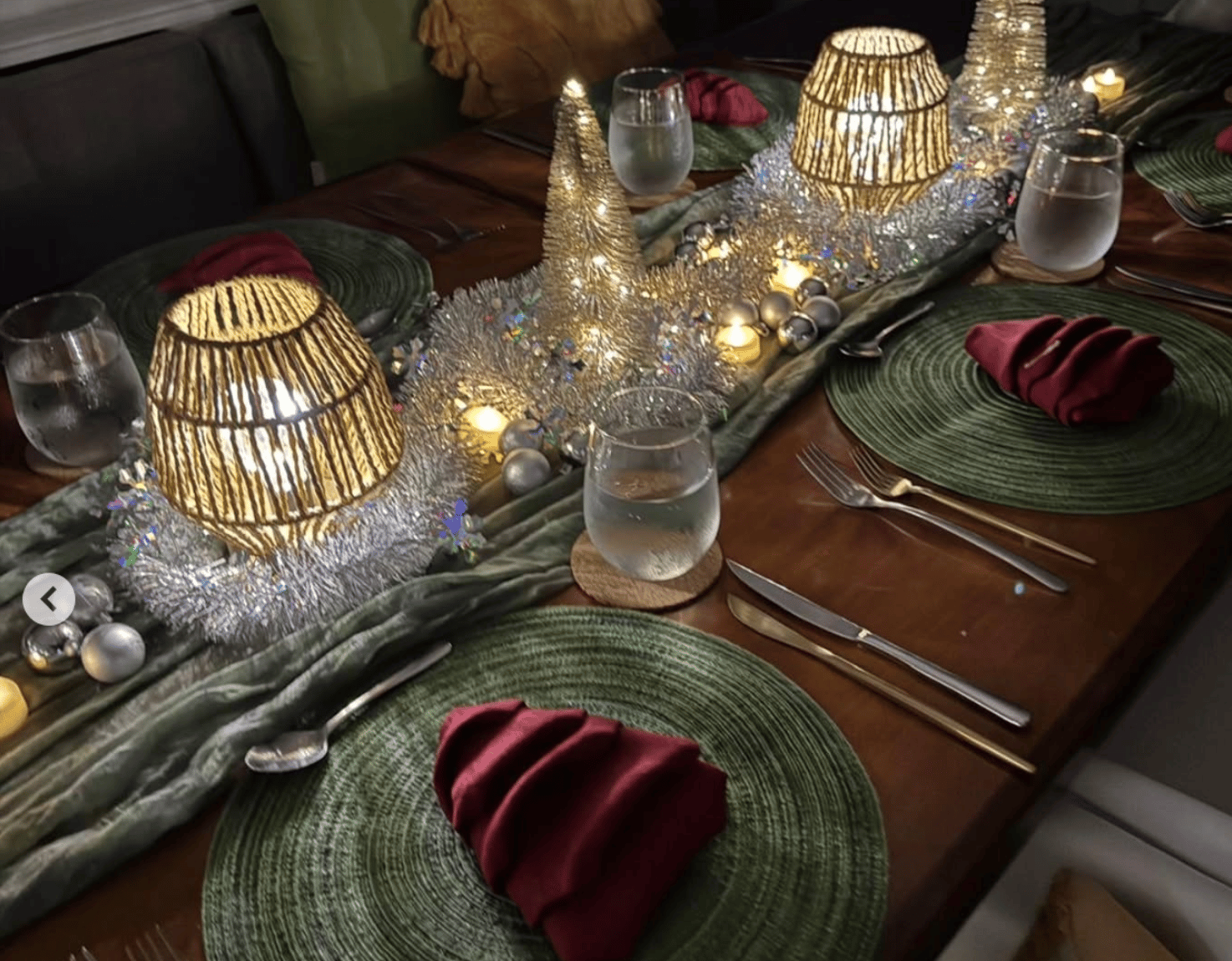 Christmas table setting aboard Huntress