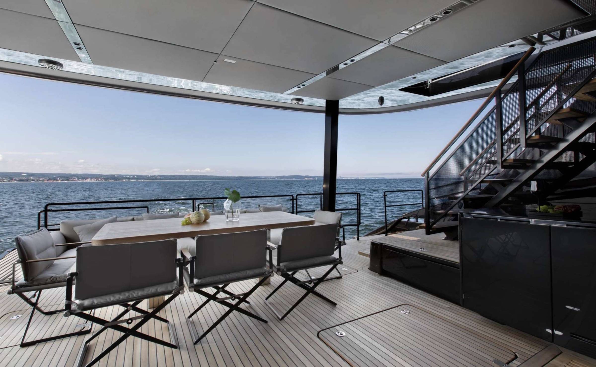 Aft cockpit Lunch with a view like this never gets old. GRAYONE's aft cockpit is made for long meals, good company, and nowhere to be.