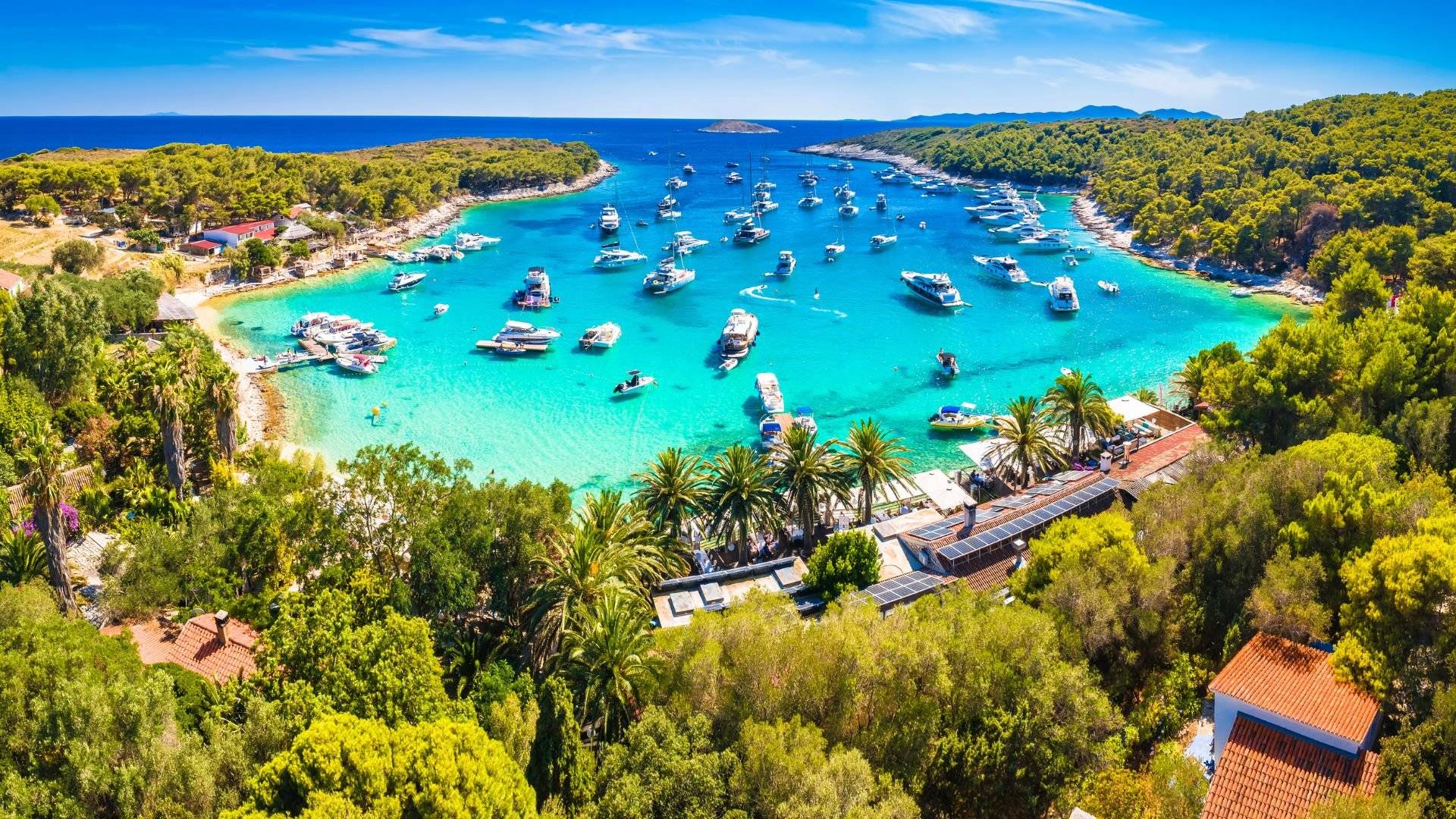 The Pakleni Islands, off Hvar — one of the stops on the itinerary we'll have in mind all week at the show.