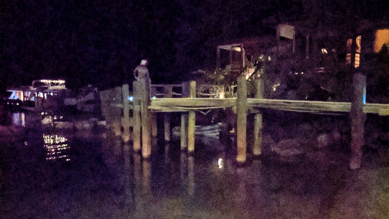 Discovering the dinghy behind a nearby pier