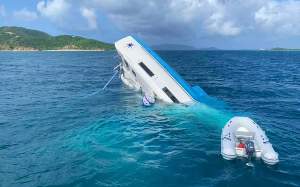 This skipper hit some rocks near Little Camanoe in BVI
