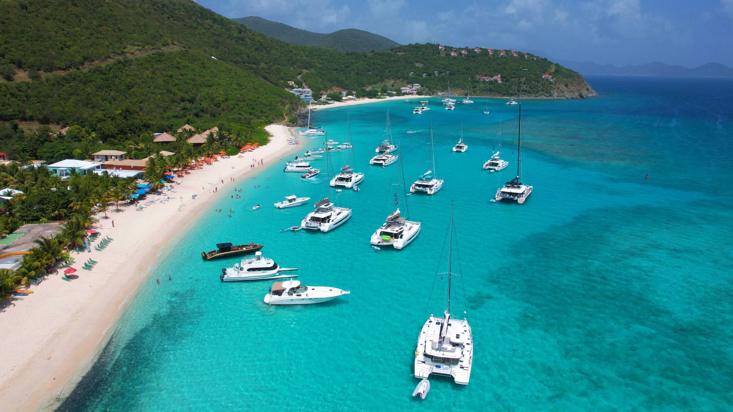 many boats anchored in White Bay