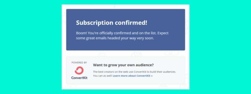 convertkit generic confirmation page