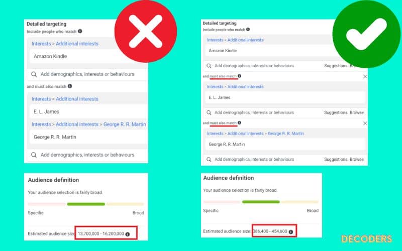 Facebook interest narrowing example