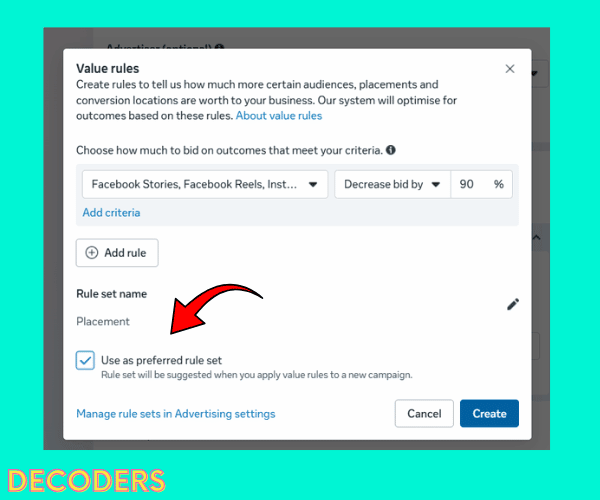 decoders value rules for placements