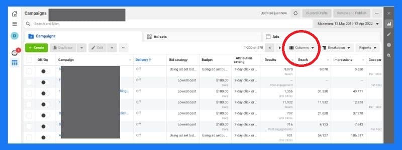 Facebook default dashboard