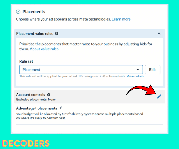 decoders account controls for placements