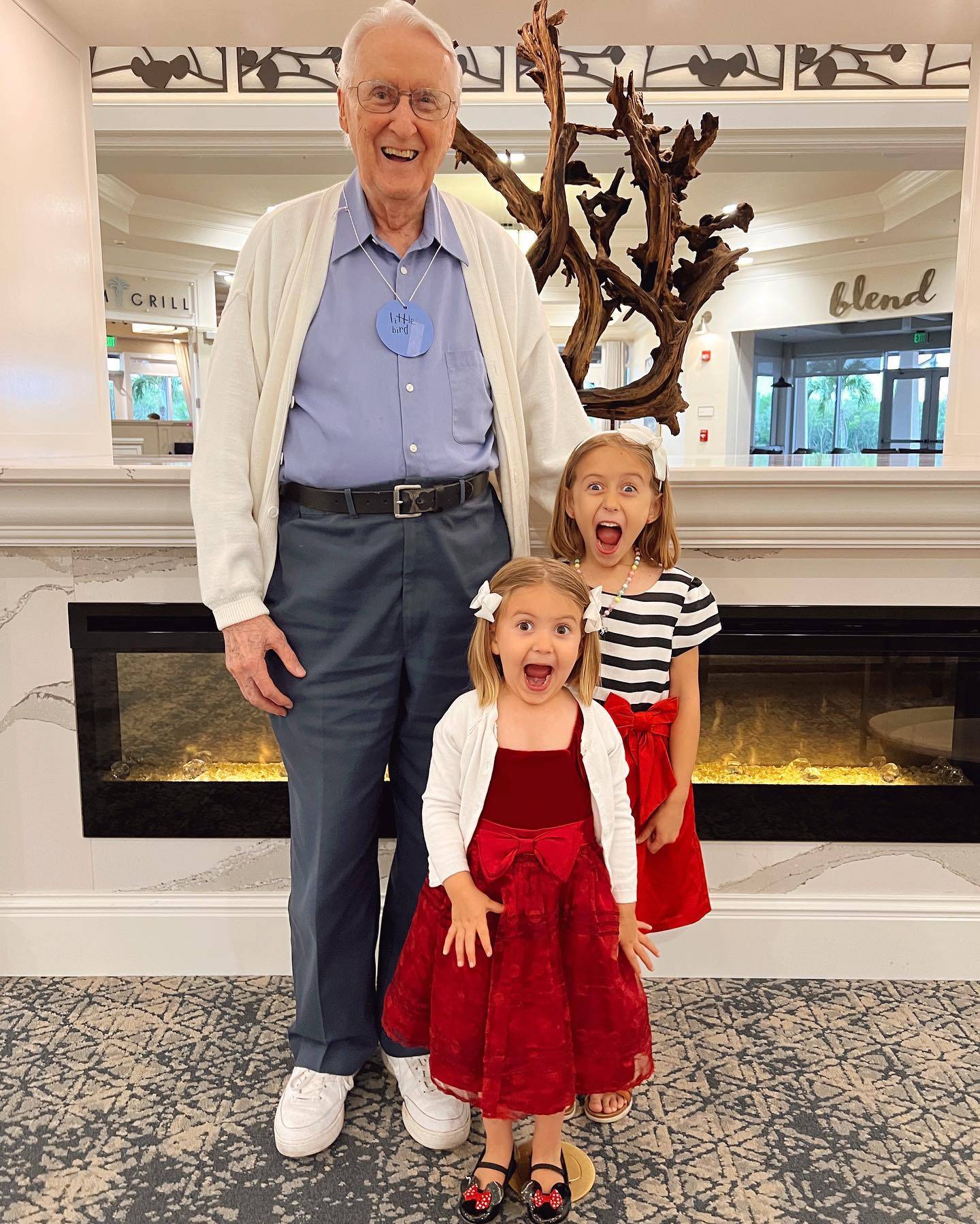 These are our “we’re so excited to be with Pop Pop” faces!
😱🤩🥳
From tea parties to ice cream sundaes...
🍨
from golf cart rides to croquet games…
🏑
from afternoon nappin’ to pool splashing…
💦
from storytelling to trick nose-snatching…
👃
this trip was THE BEST way to spend a heat wave.
🥵
Happy early Father’s Day to my beloved Pop Pop and the girls’ great grandfather—95 years young.
🥳
There’s no one else I’d rather linger with long after a meal, having conversations about God, what’s He teaching us, and marveling at the questions we’ll only know the answers to when we reach “the eastern gate.”
✨
We love you, Pop Pop!
❤️
#TheLankersLoveTravel #LankerSisters #JuniperLanker #PepperLanker #GreatGrandfather #ShellPoint #greatgranddaughters #croquet