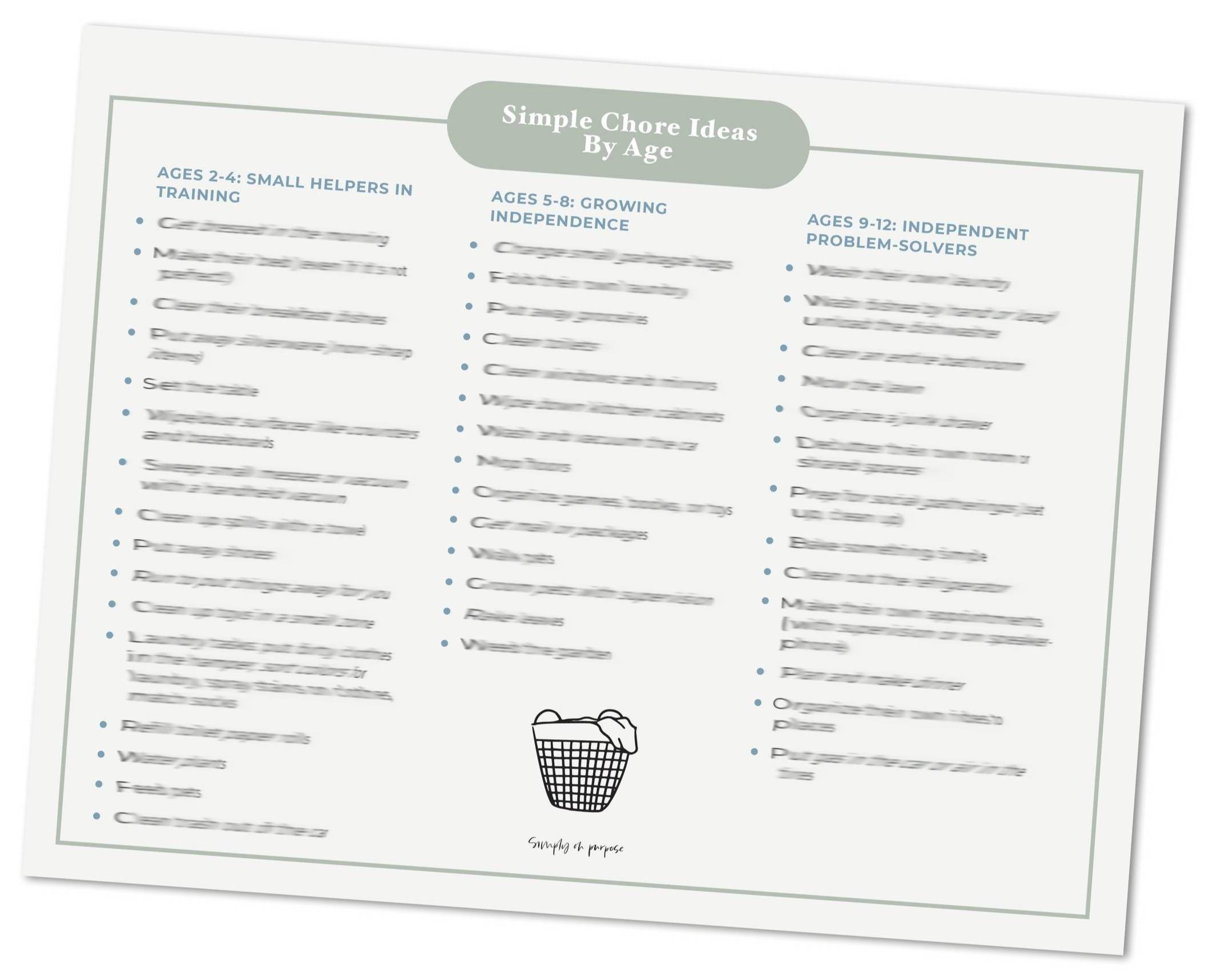 simple chores by age