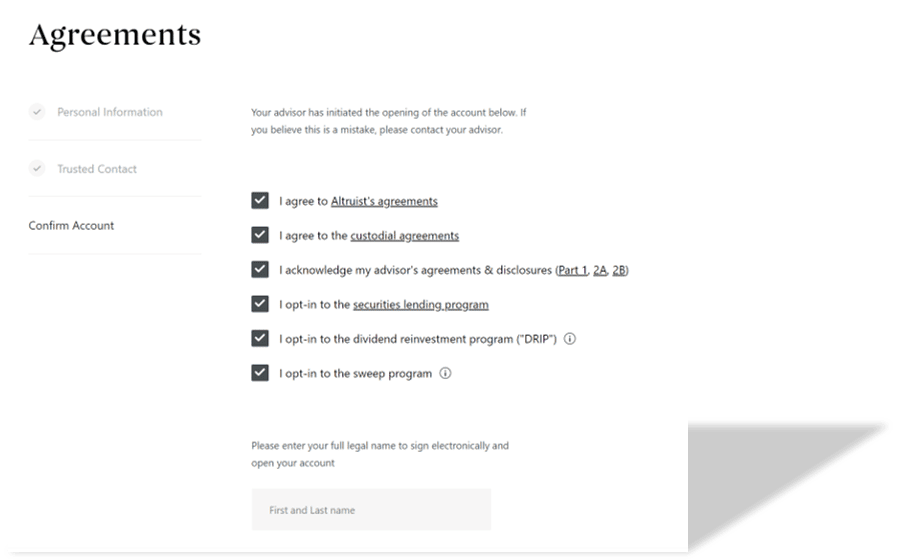 Account Acknowledgments