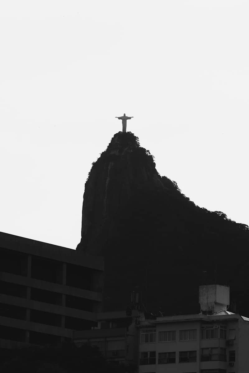 Christ the redeemer statue atop corcovado mountain, rio de janeiro.