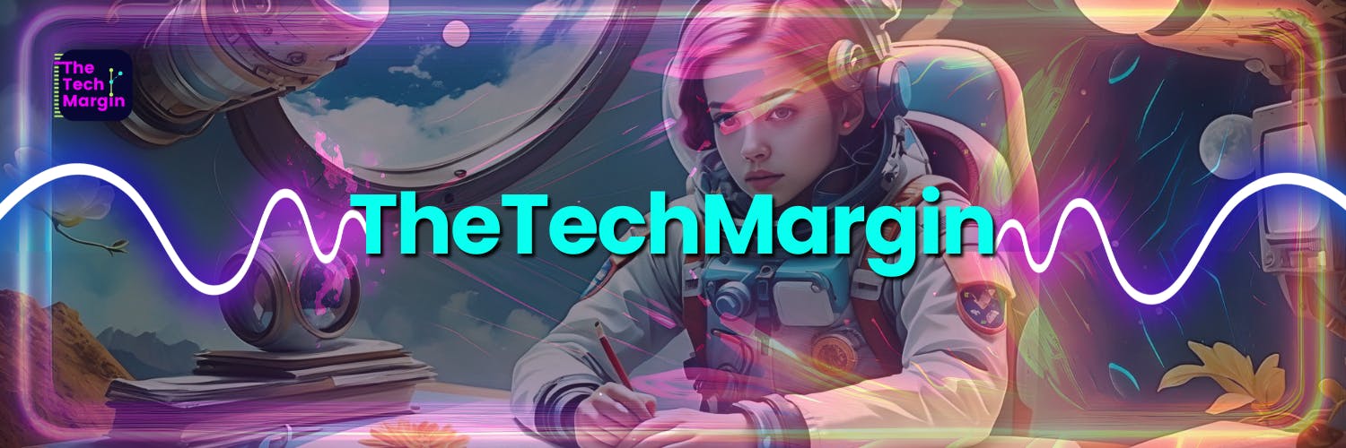 TheTechMargin Header, logo and an image of an astronaut 