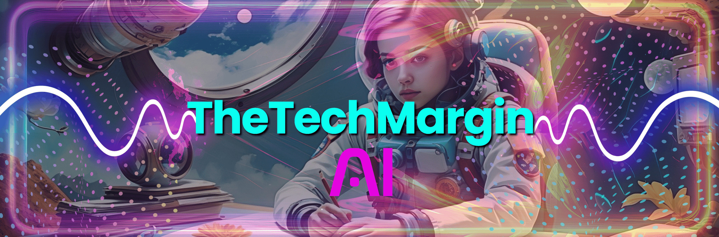 TheTechMargin Header, logo and an image of an astronaut 