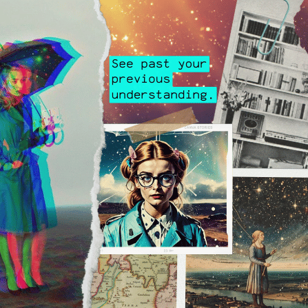 An image montage with the words See Past Your Previous Understanding