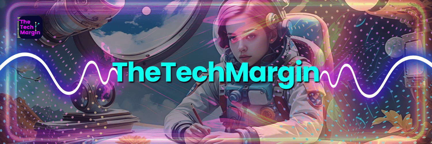 TheTechMargin Header, logo and an image of an astronaut 