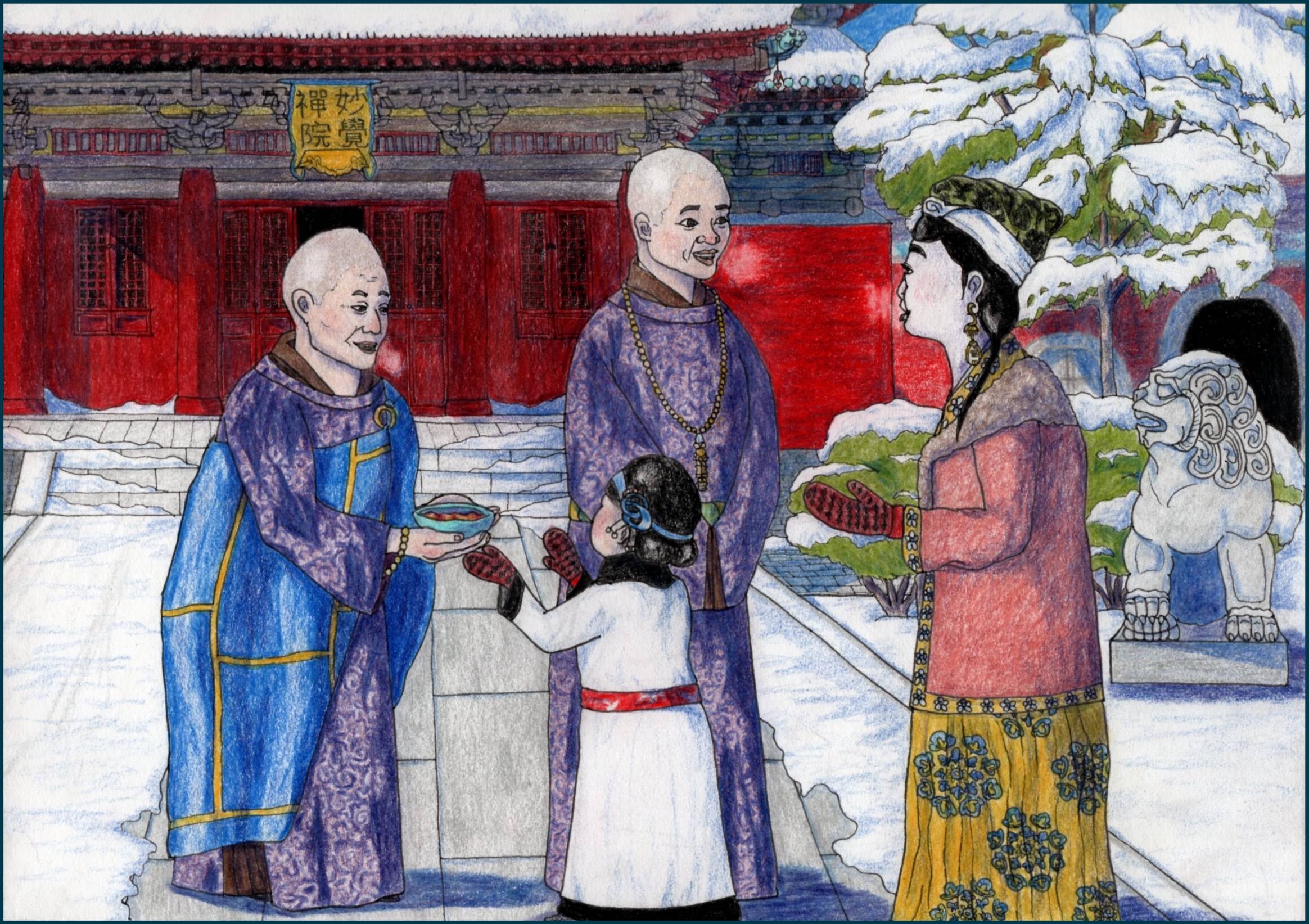 Illustration of Song Dynasty Buddhist nuns with laywomen