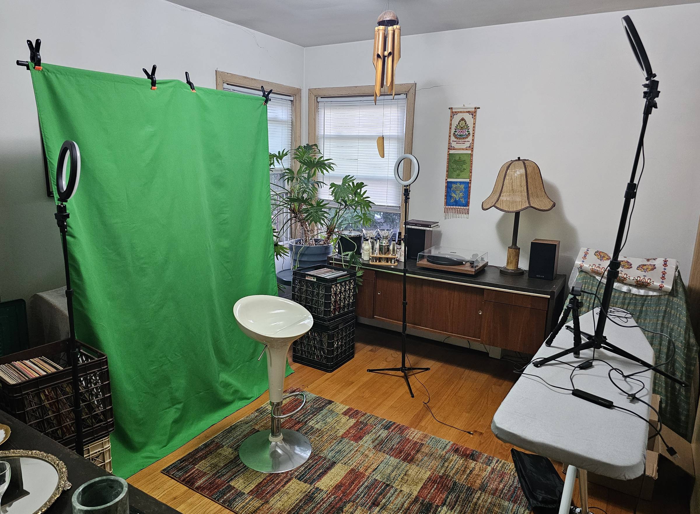 Messy video setup in my back room