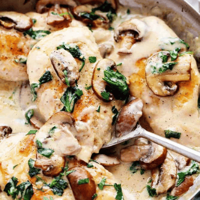 Creamy Parmesan Garlic Mushroom Chicken
