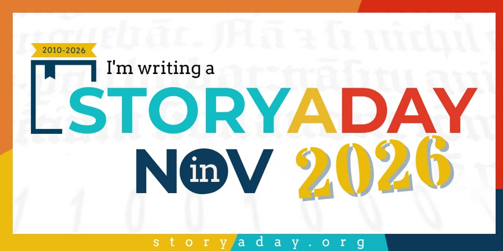 Image showing the colorful StoryADay logo and the words 
