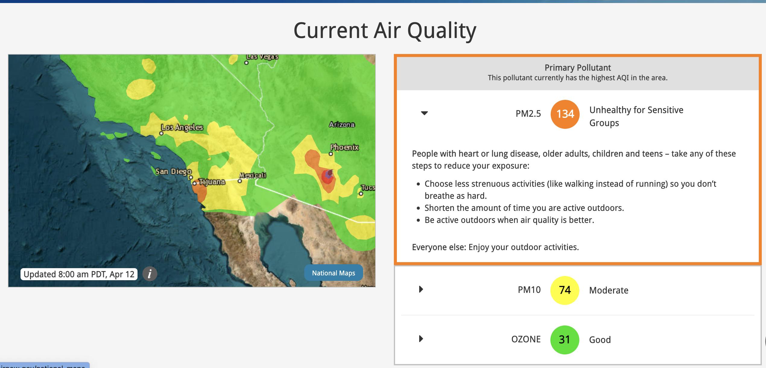 Website to check your air quality