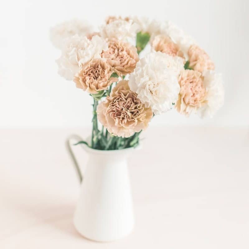 white ceramic flower pitcher