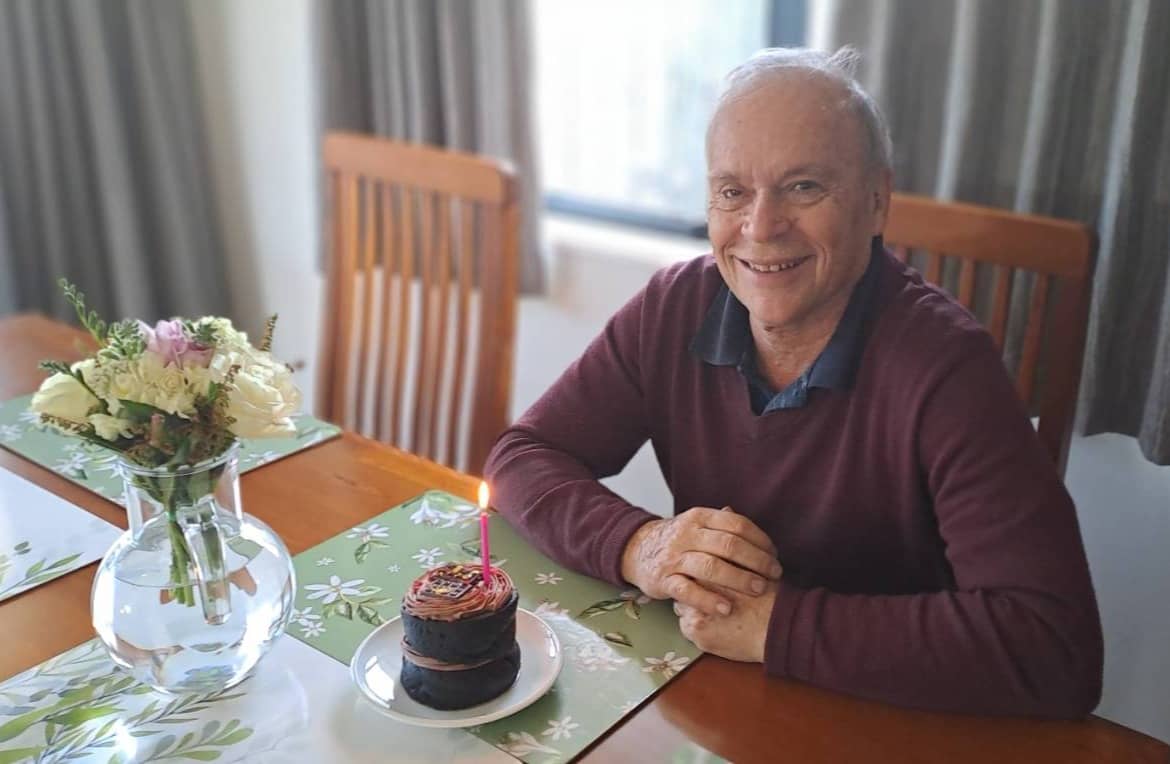 After his cataract operation, Neil celebrates his birthday