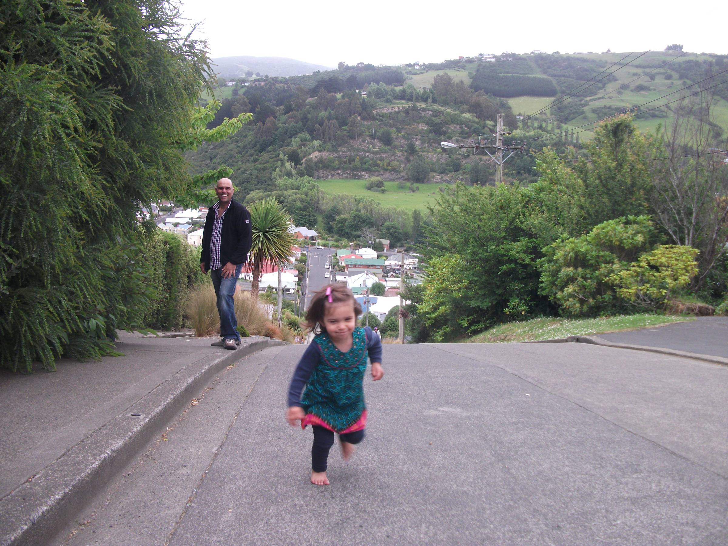 Mina - still with energy after walking up the steepest street in the world.