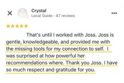 screen grab of a testimonial for meditation for women