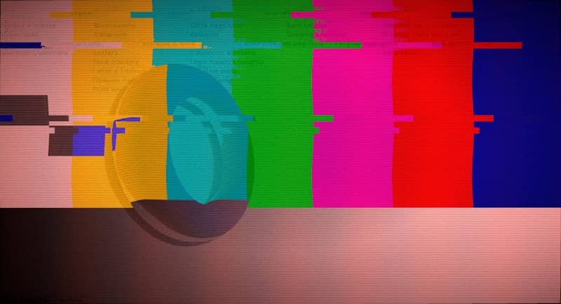 Television test pattern with digital glitches