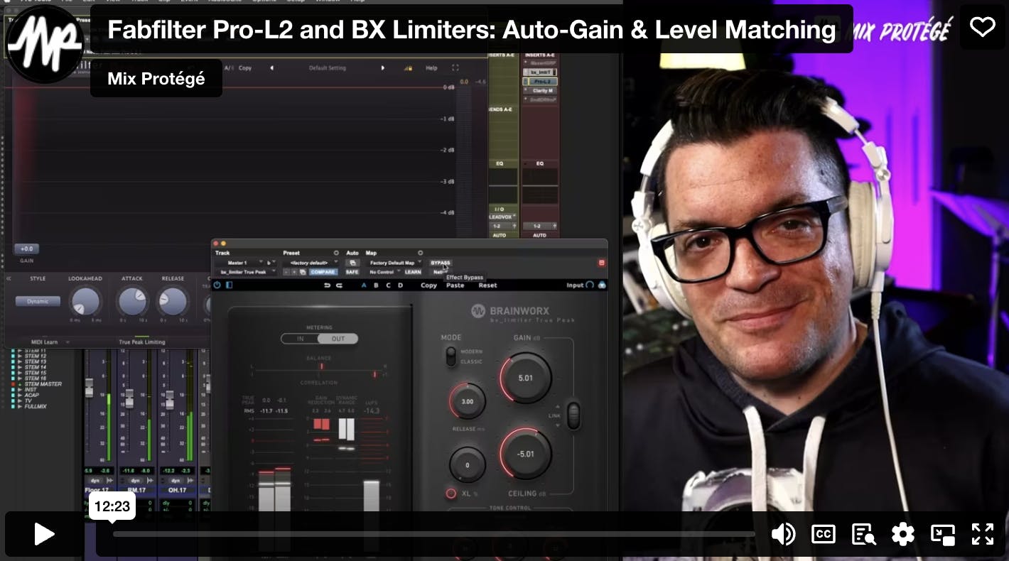 Video thumbnail of Dana working in Pro Tools with limiter plugins by Brainworx and FabFilter
