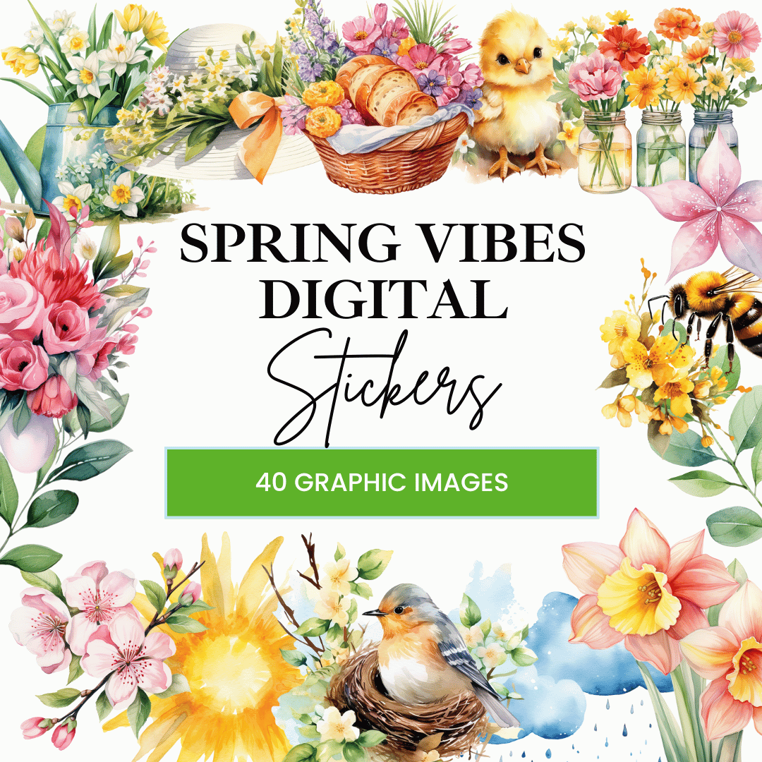 spring vibes digital stickers