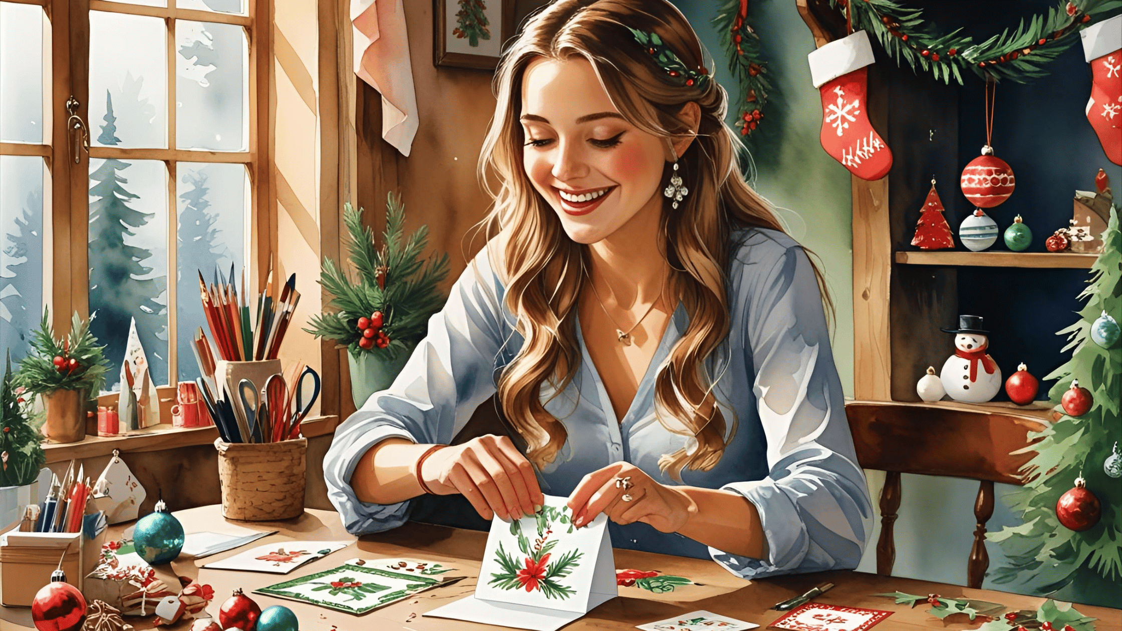 Picture of a female making a handmade holiday card