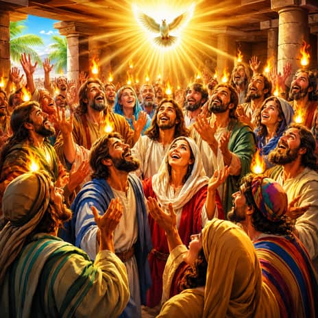 Receiving the Holy Spirit on the Day of Pentecost.