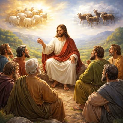 Jesus Teaching His Followers About the Separation of the Sheep and the Goats.