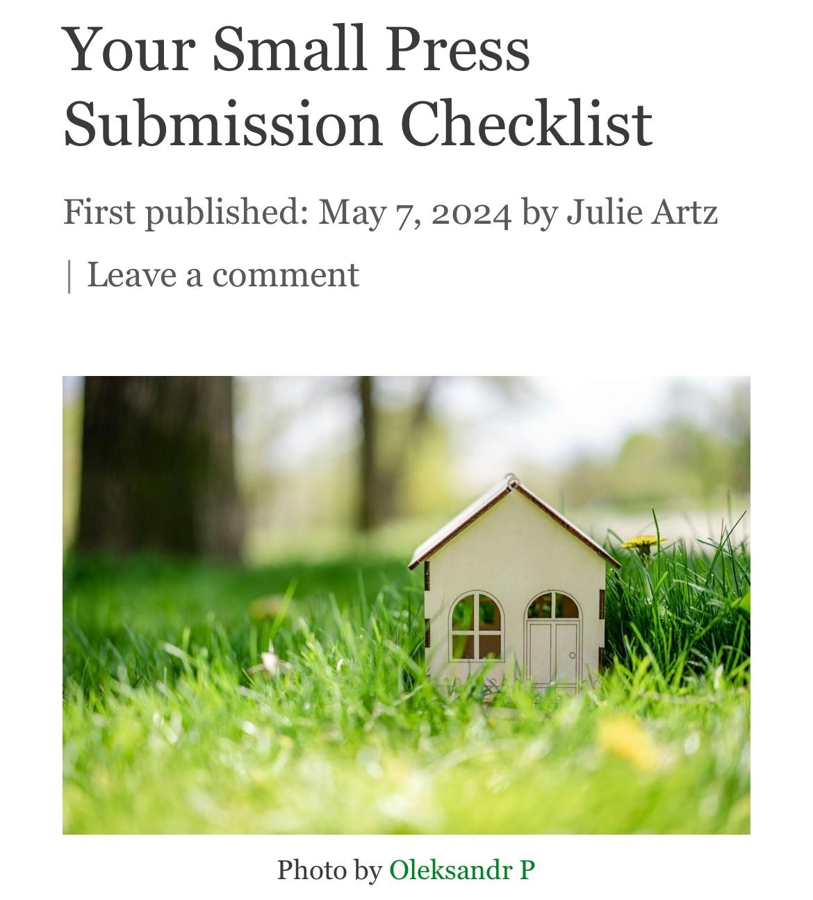 Your Small Press Submission Checklist by Julie Artz
