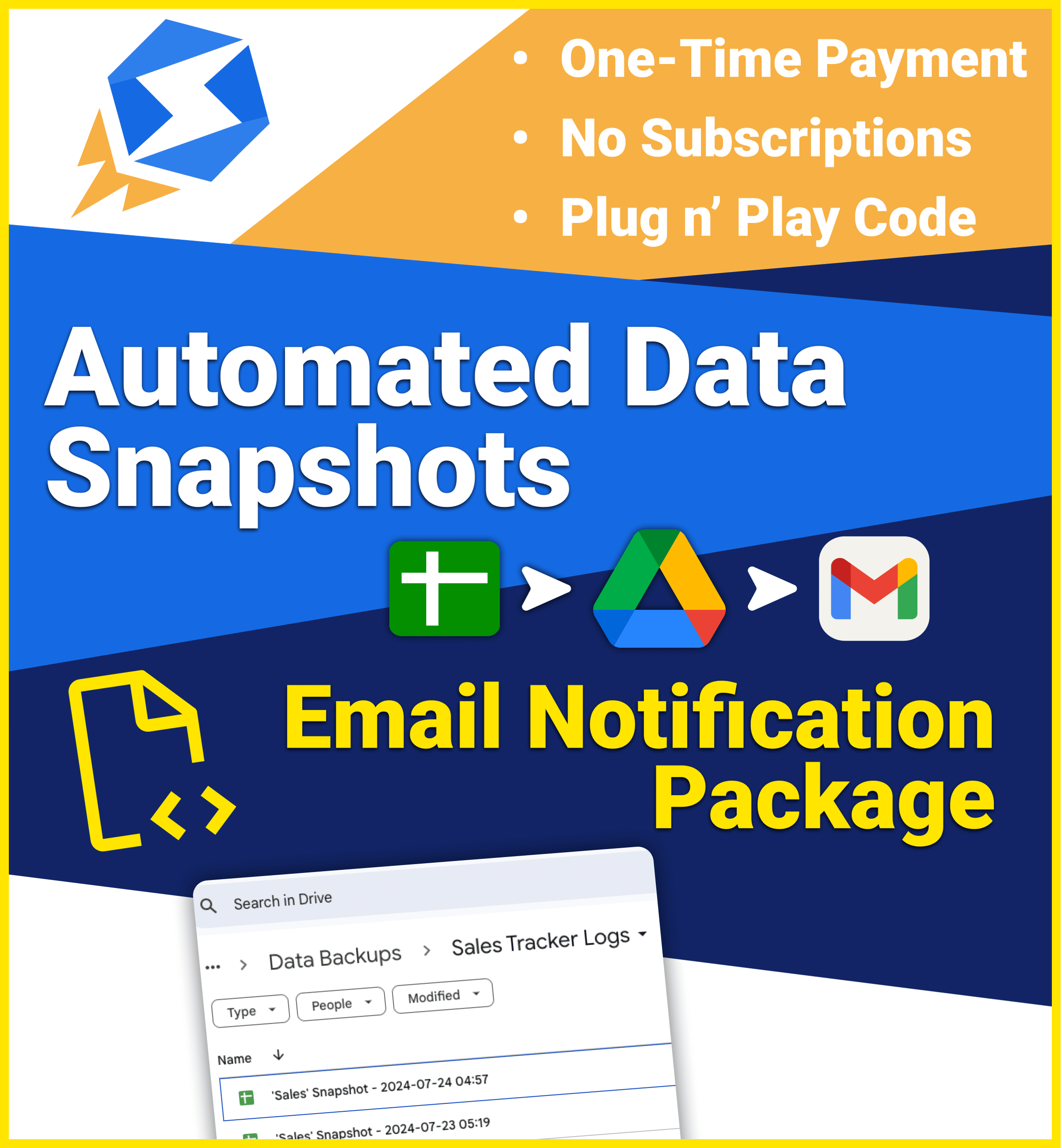 Google Sheets Automated Daily Snapshot Service - Email Notifications Package