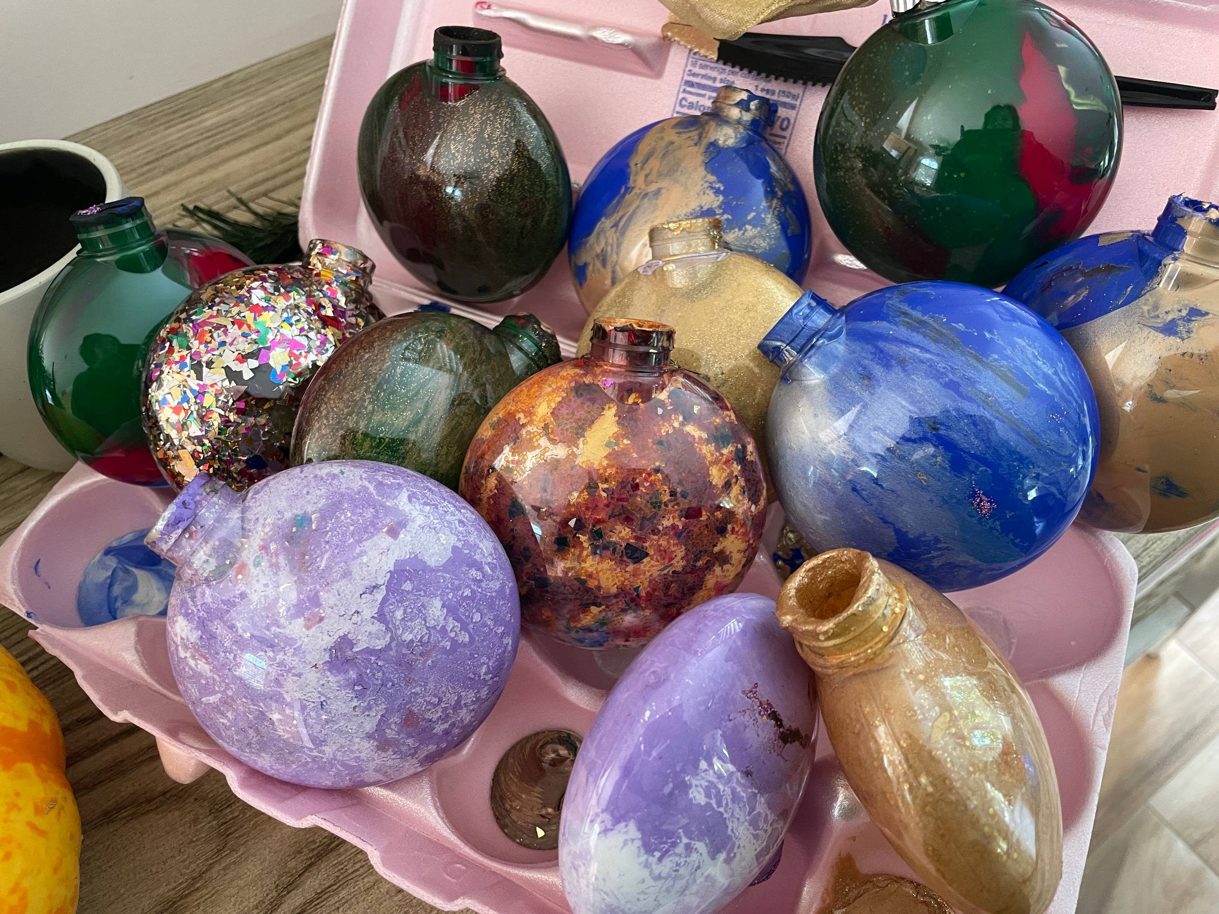 Coach Darcy Eikenberg's handmade ornaments 