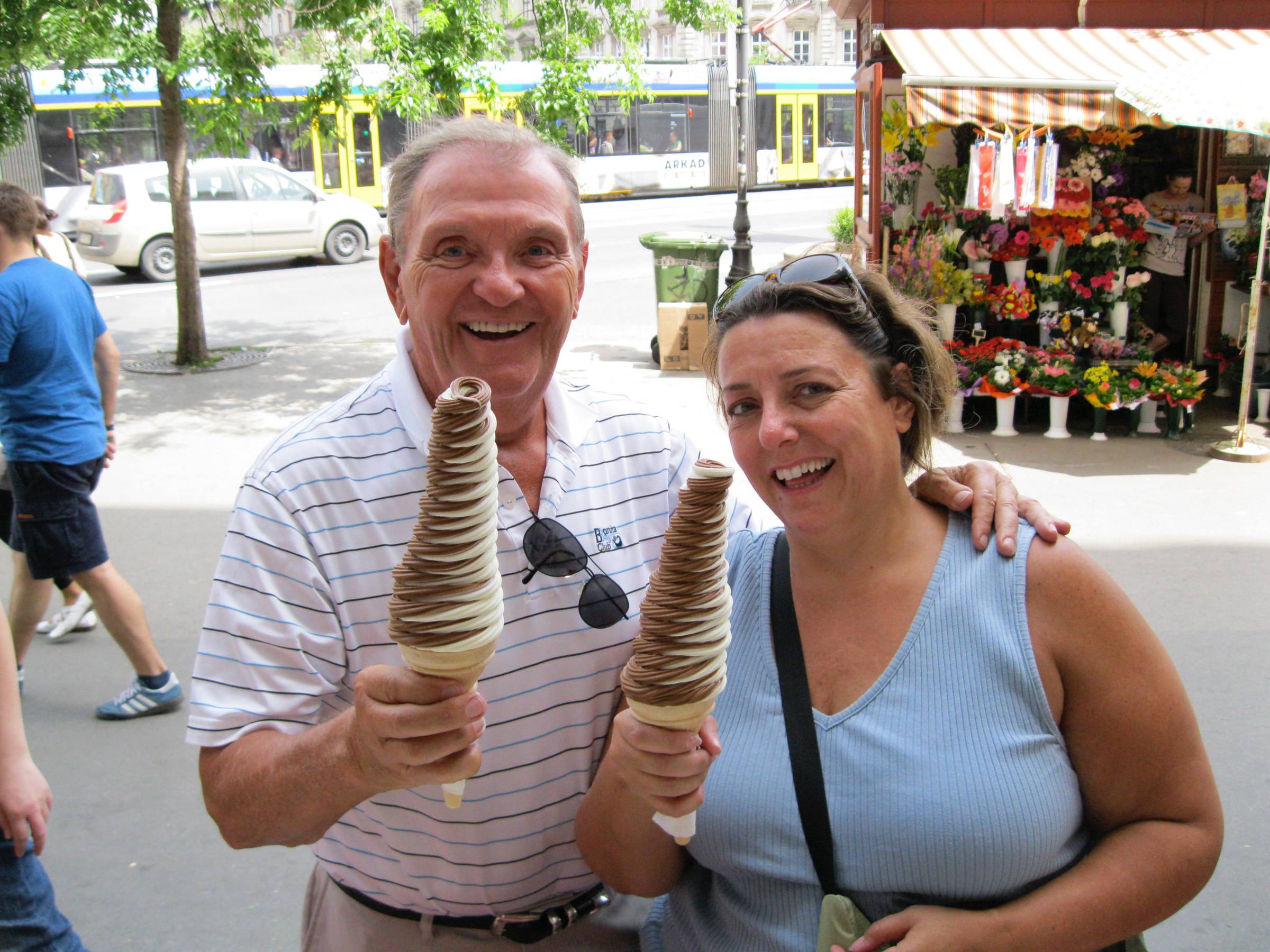 Dad and Darcy on a hot day in Budapest