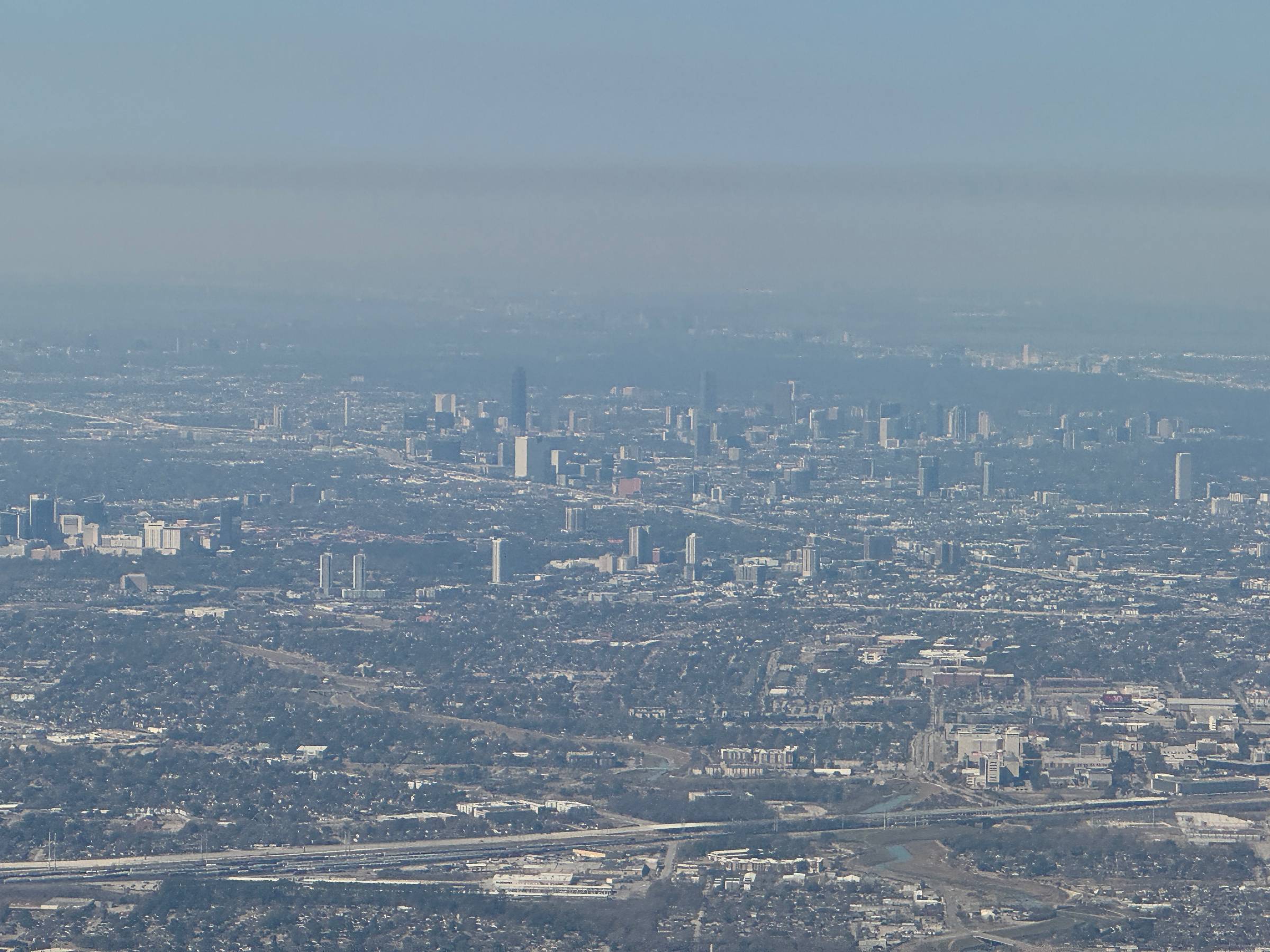 A hazy Houston skyline