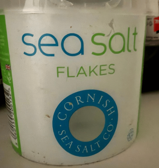 a package of sea salt flakes where the 'a's resemble an 'o.' so, SEO salt.
