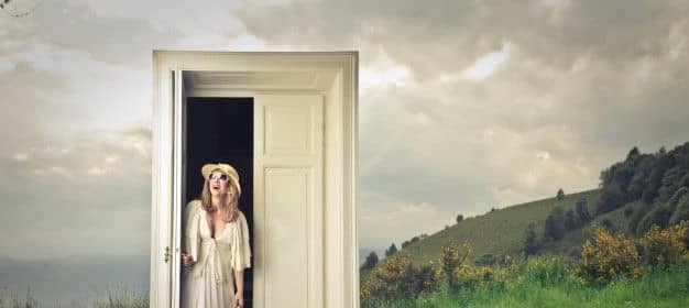 walking through door