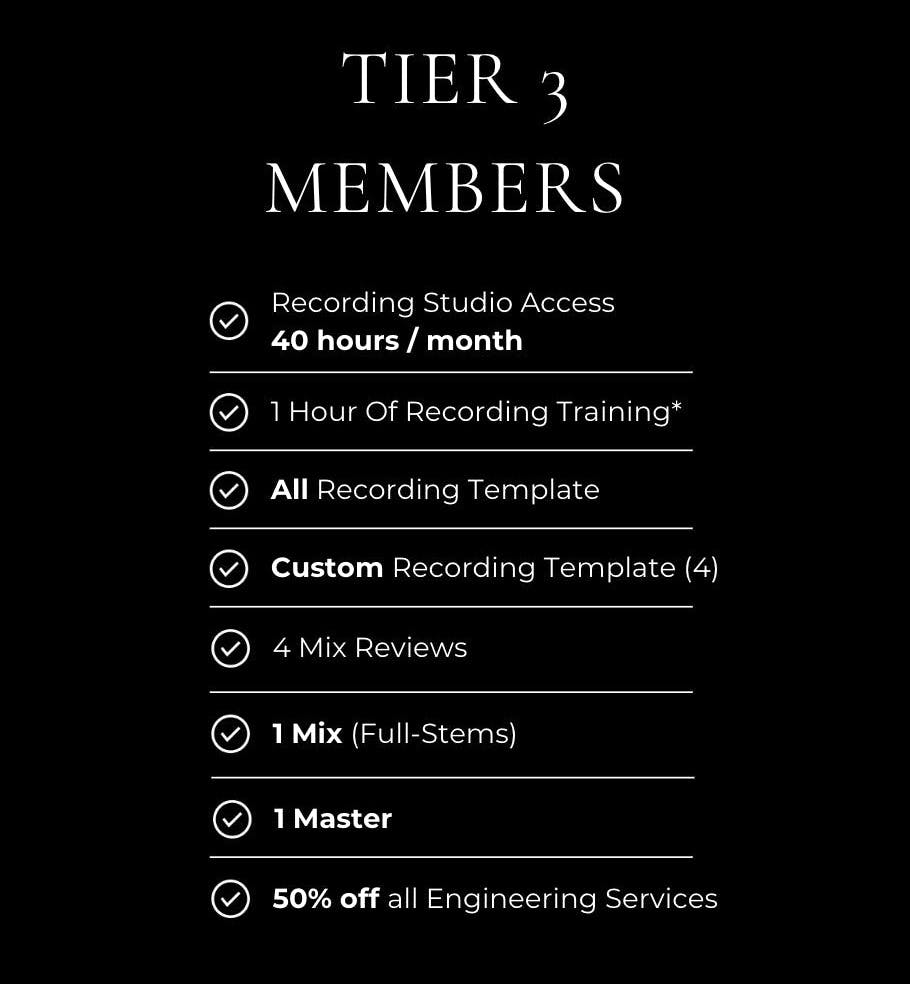 Tier 3 Studio Access