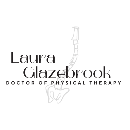 Logo with curvy spine and pelvis with name and doctor of physical therapy