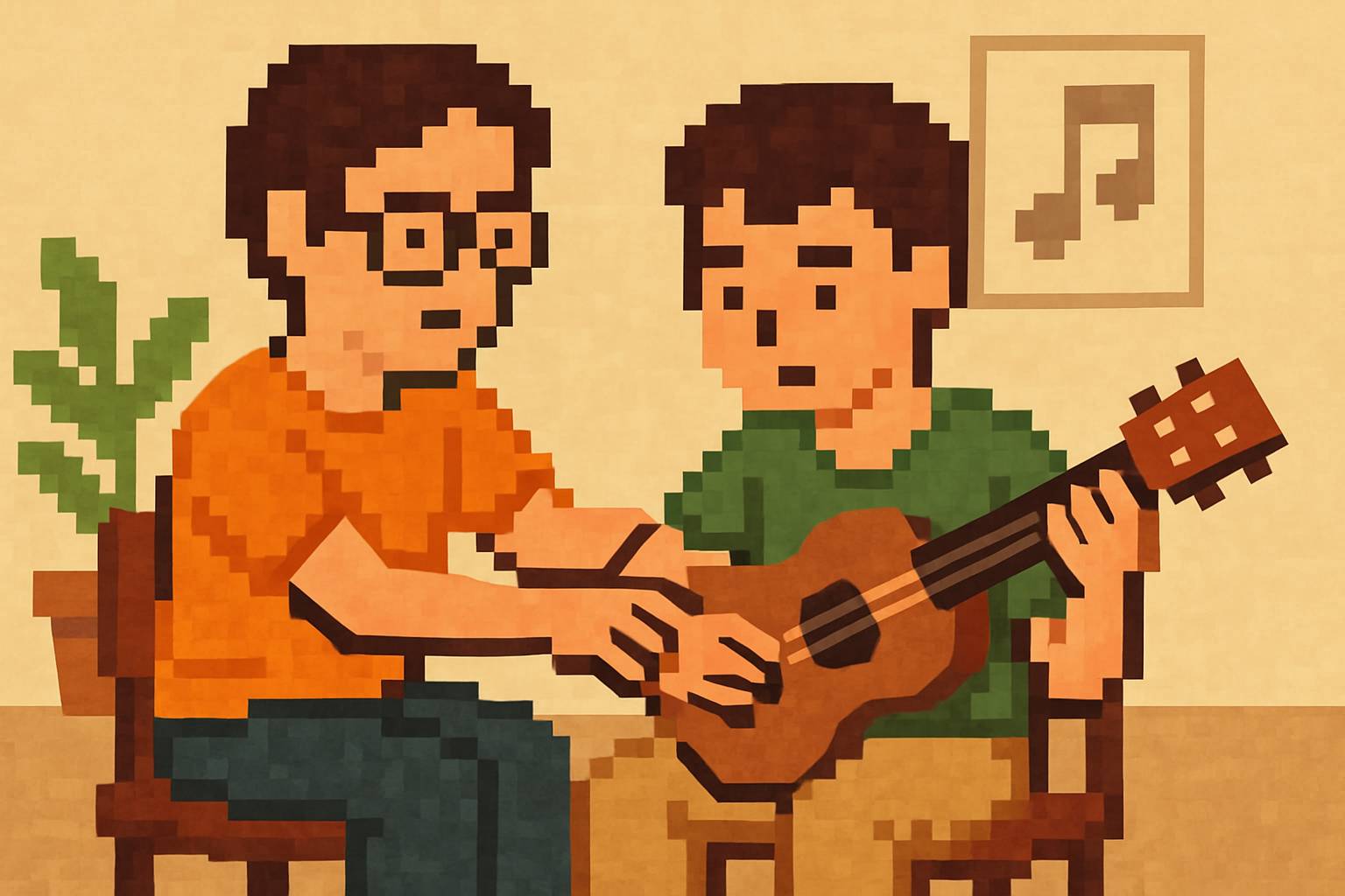 8-bit style ukelele practice